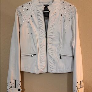 BKE Embellished Cream Bomber Jacket